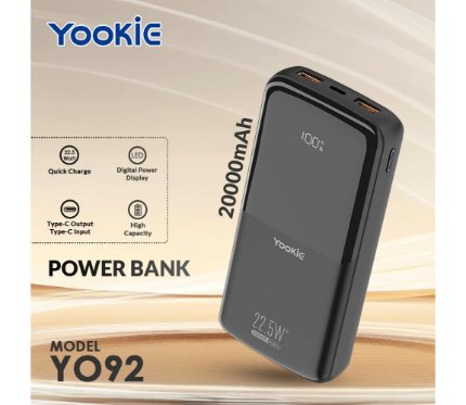 Power Banks Yookie fast Power Bank 22.5W With LED Display YO92 20000 MAH Black
